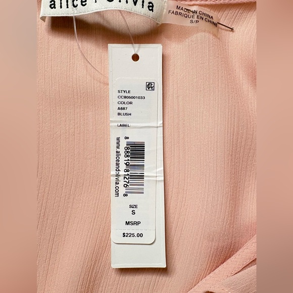 Alice + Olivia Peach Cold-Shoulder Ruffle V-Neck Blouse - Picture 7 of 9